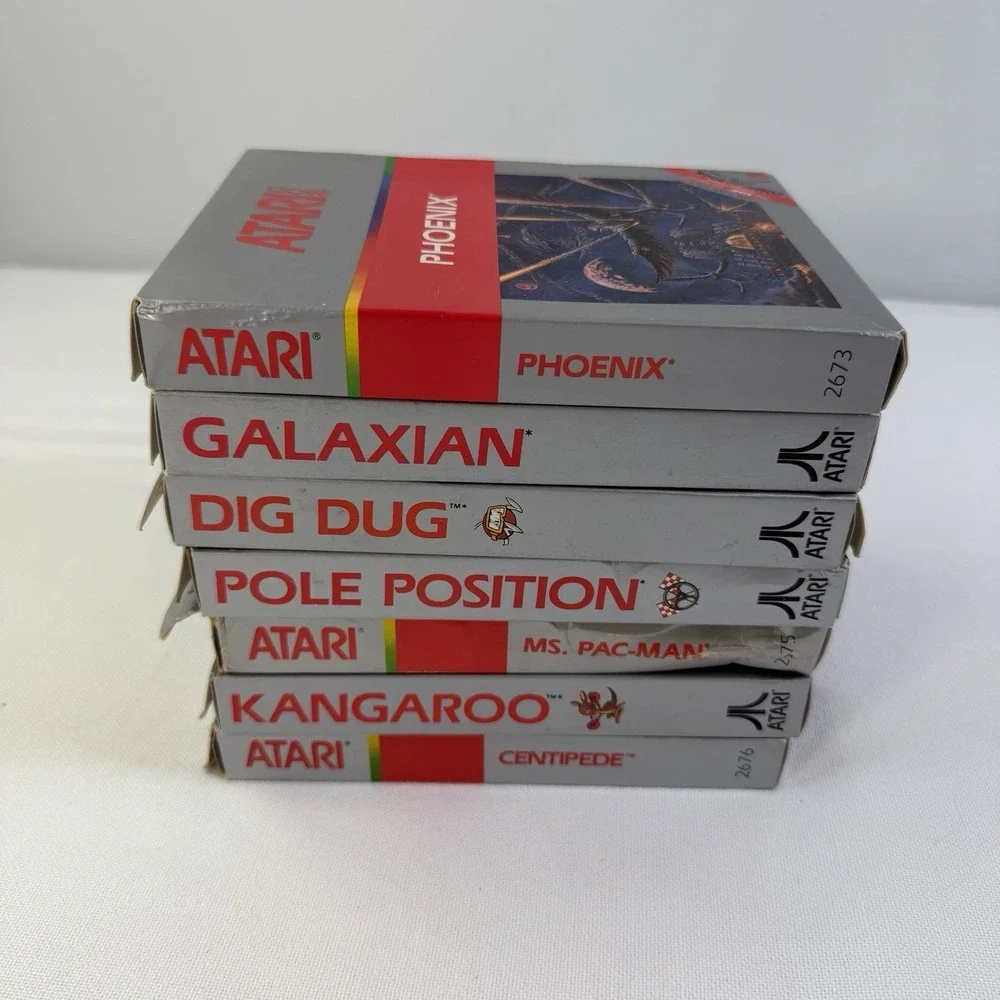Atari 2600 Games Lot 7 - Ms. Pac-man Dig Dug Centipede Phoenix Galaxian Kangaroo
